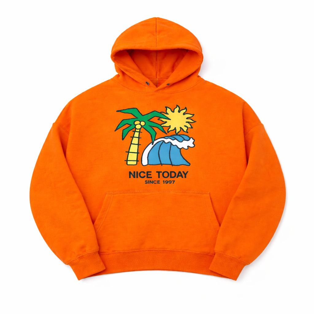 Orange printed Oversized Hoodie