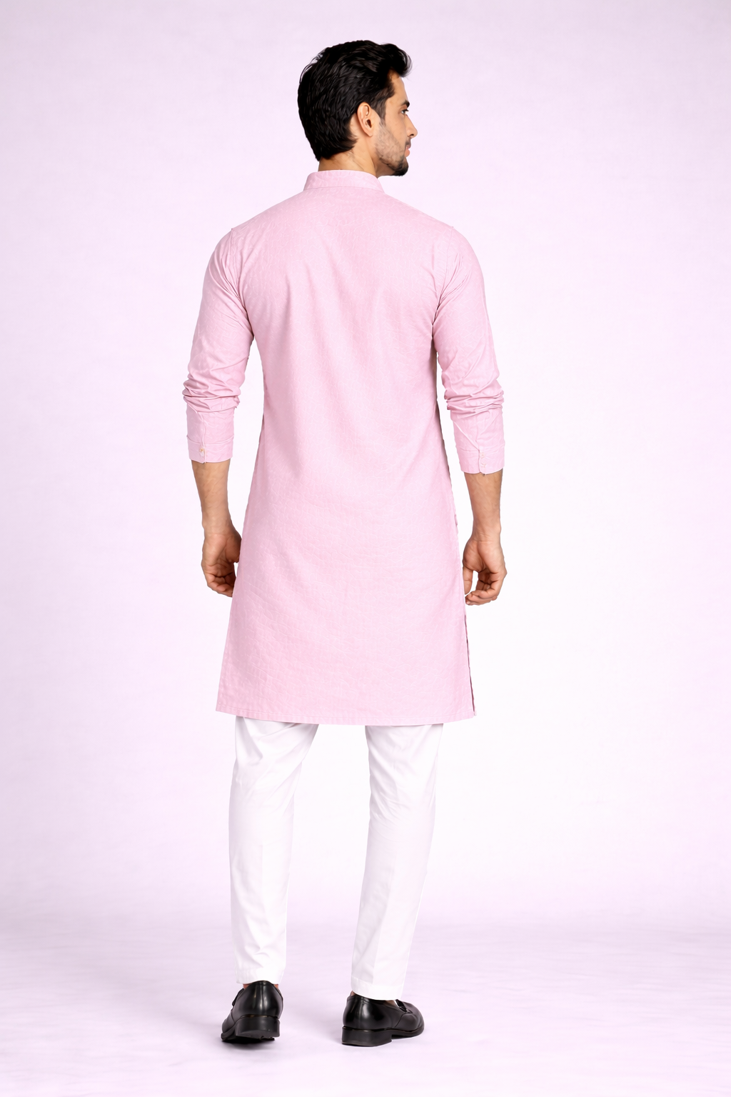 Solid Light Pink Cotton Kurta