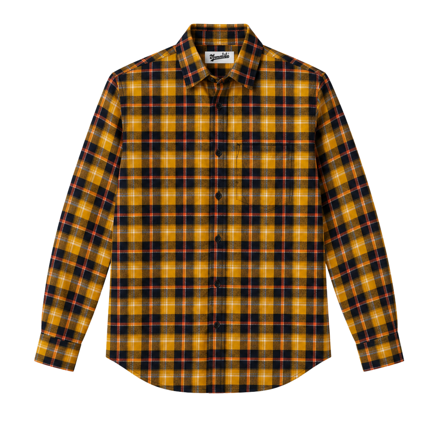 Yellow checked Regular Fit Shirt