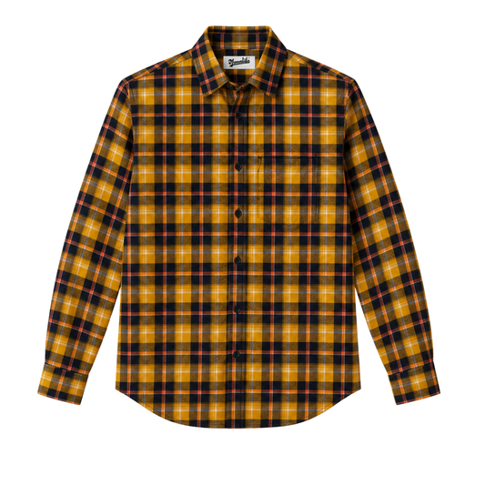 Yellow checked Regular Fit Shirt