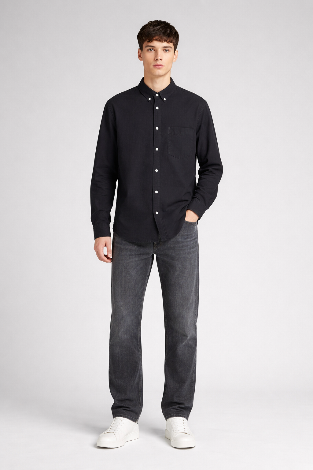 Black Regular Fit Solid Shirt