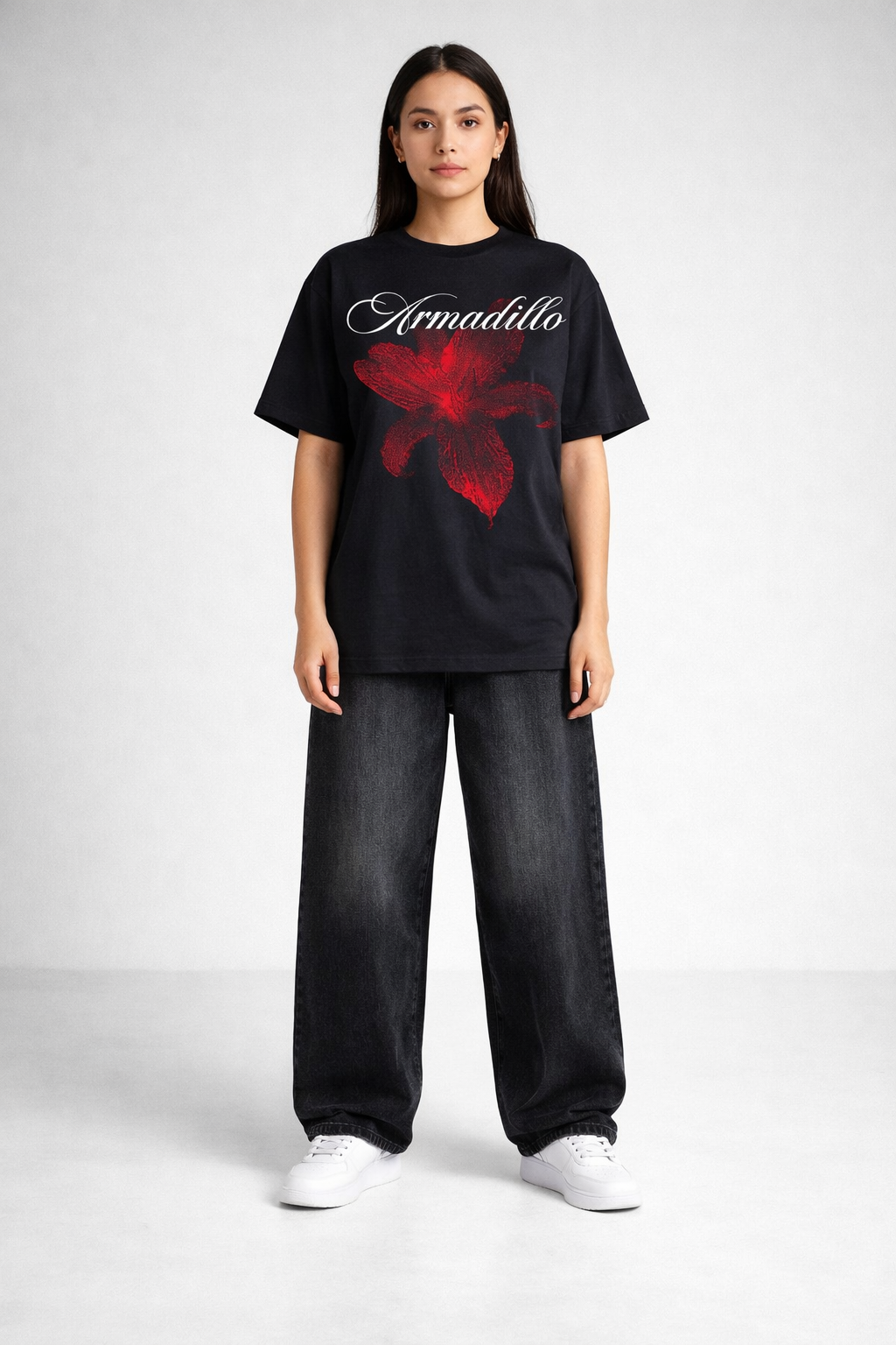 Graphic Printed Black Oversized Tshirt