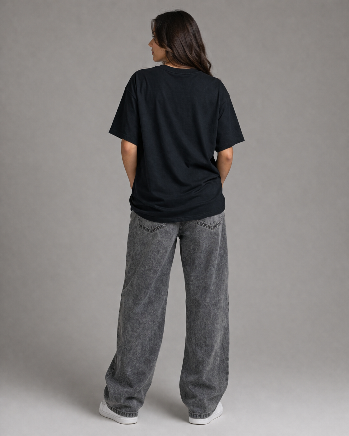 Dog Printed Black Oversized Tshirt