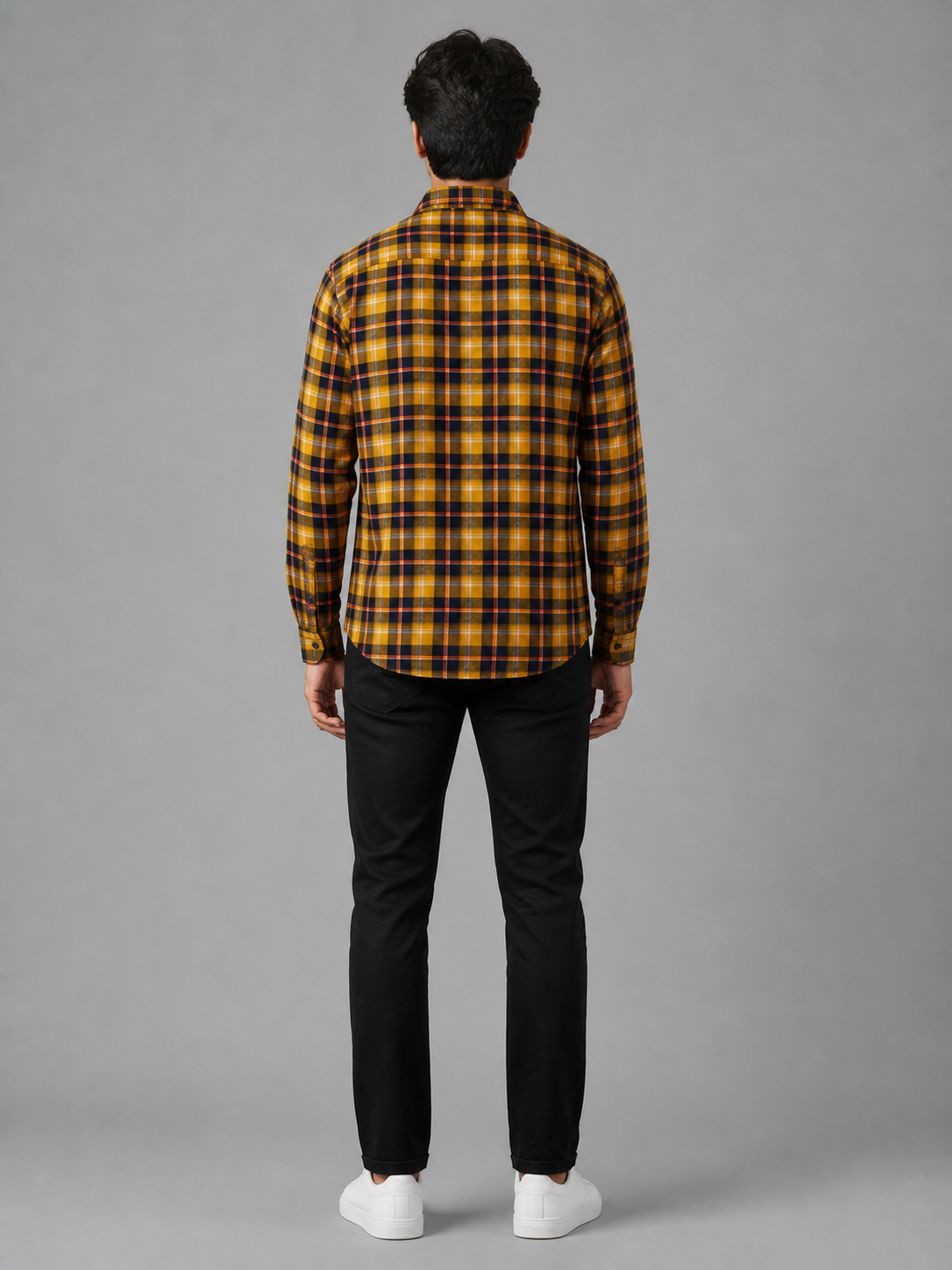 Yellow checked Regular Fit Shirt