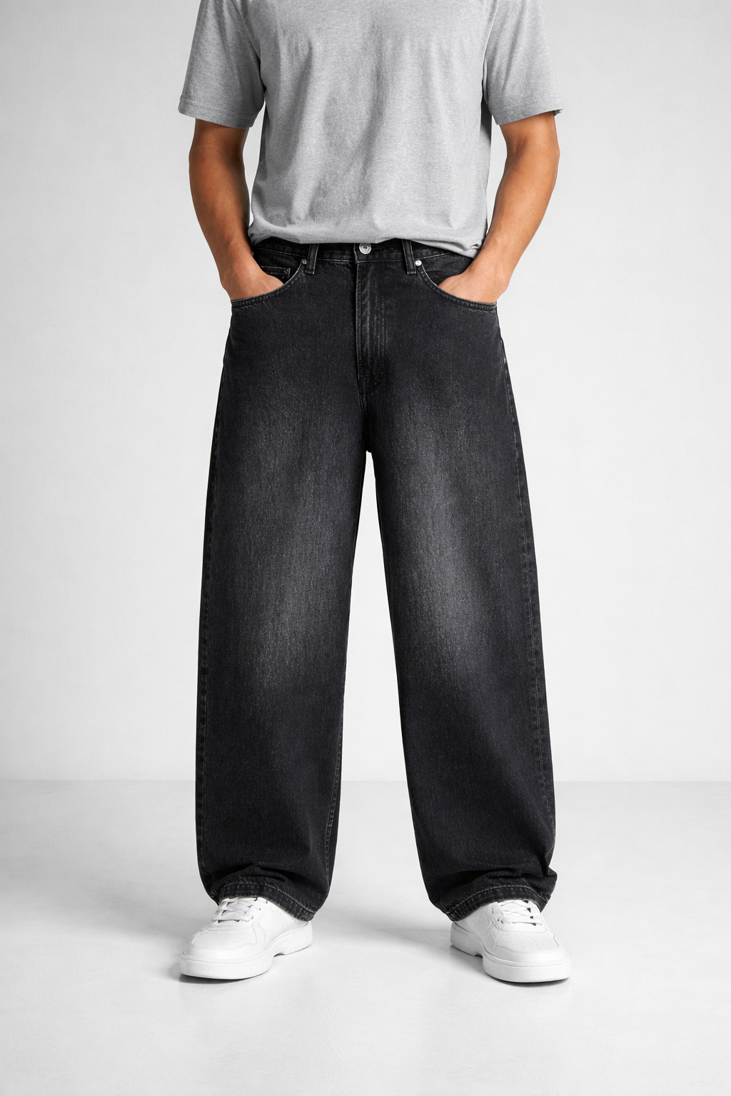 Charcoal Black Baggy Fit Jeans