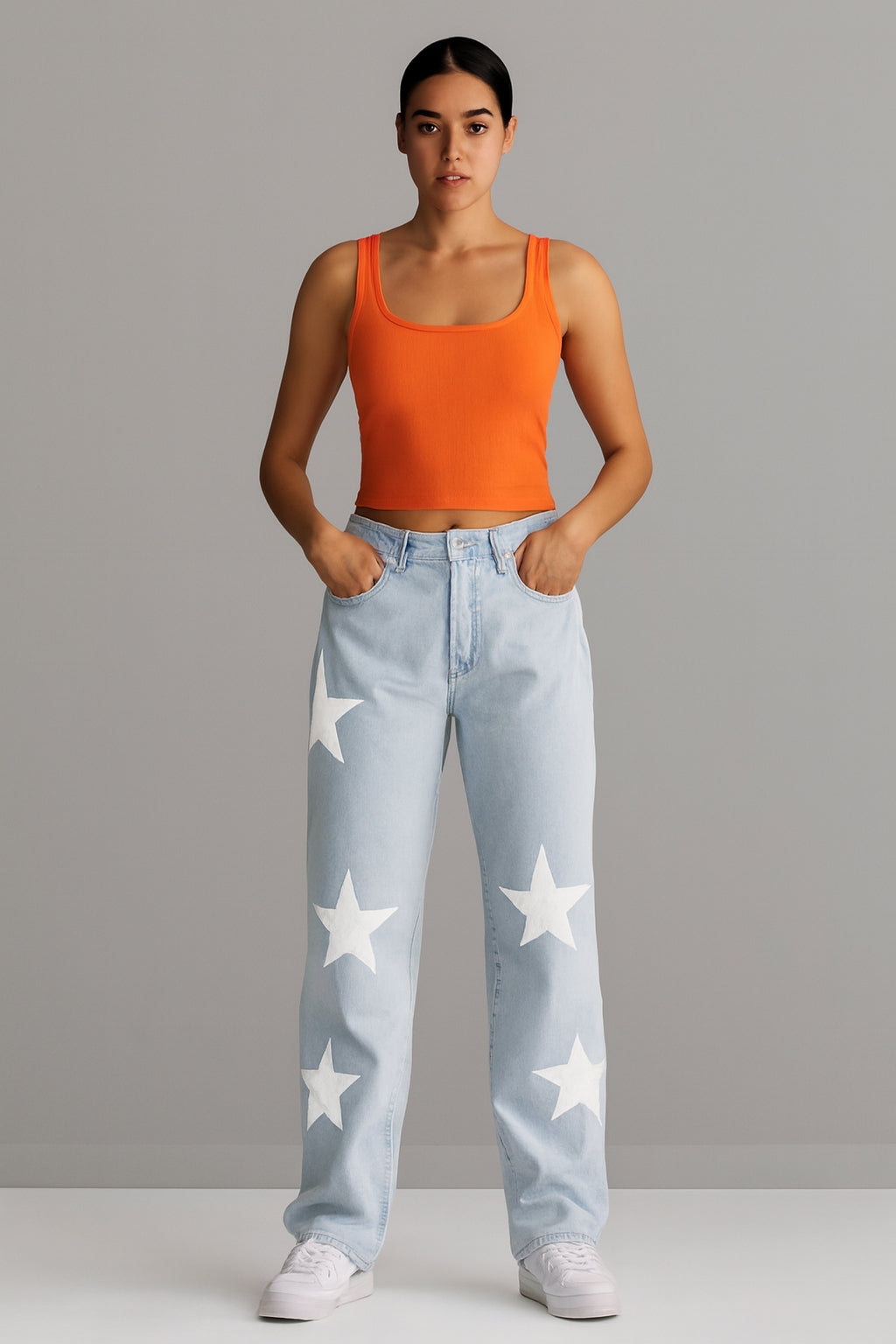 Printed Baggy Fit Jeans