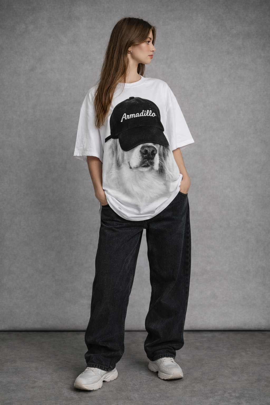 Armadillo Dog Printed Oversized Tshirt