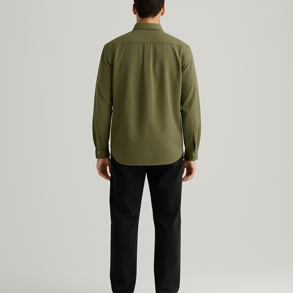 Olive Green Regular Fit Solid Shirt