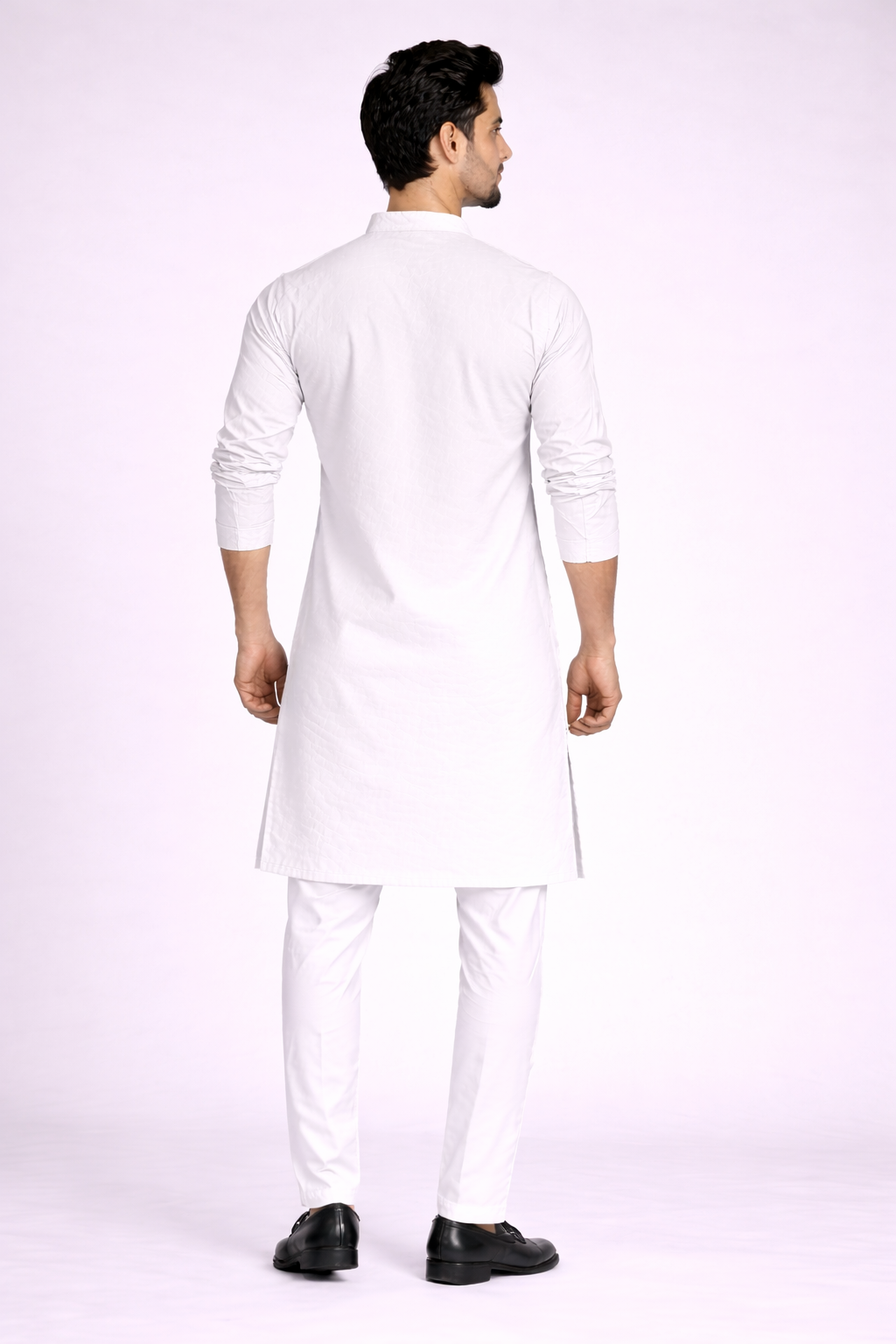 Solid White Cotton Kurta