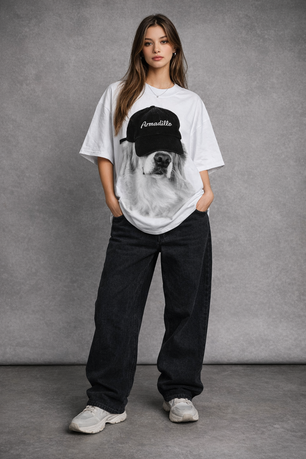 Armadillo Dog Printed Oversized Tshirt